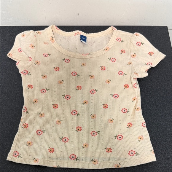 Old Navy Cream Floral Kids Tee - Picture 1 of 2